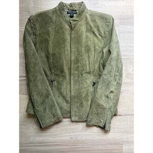 Vintage Valerie Stevens Green Suede Leather Zip Jacket – Size M